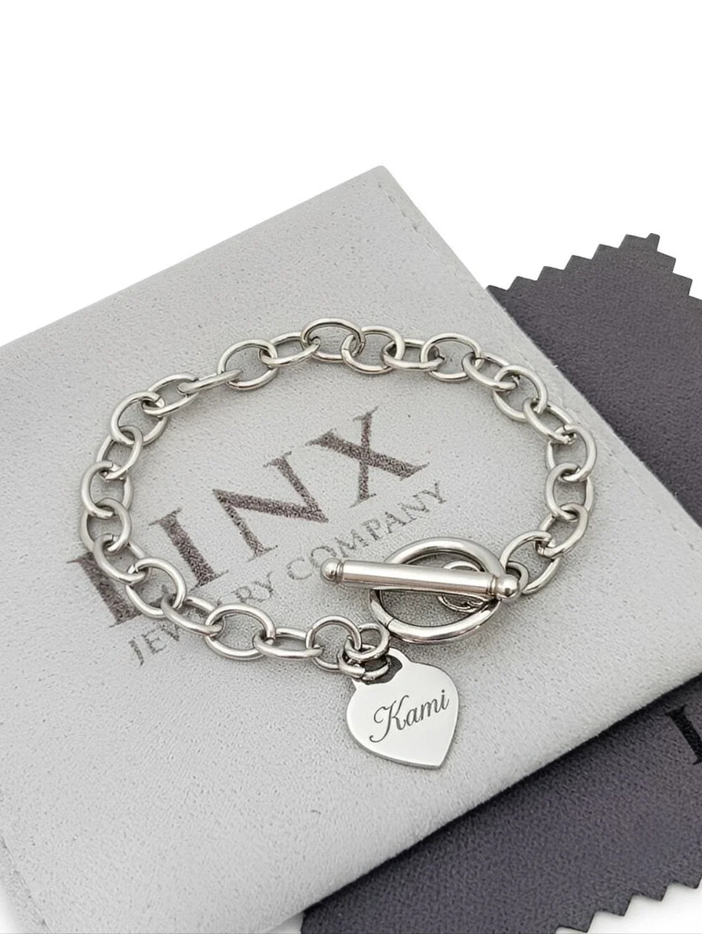 Personalized Heart Pendant Bracelet With A Toggle Clasp